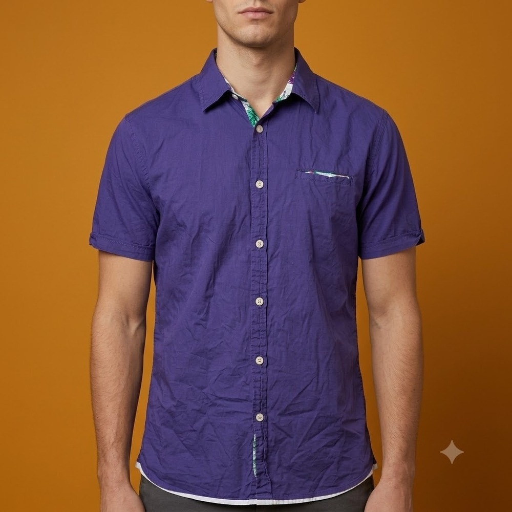 Paper Denim & Cloth Button‎ Down Shirt Men's Medium Purple Slim Stretch